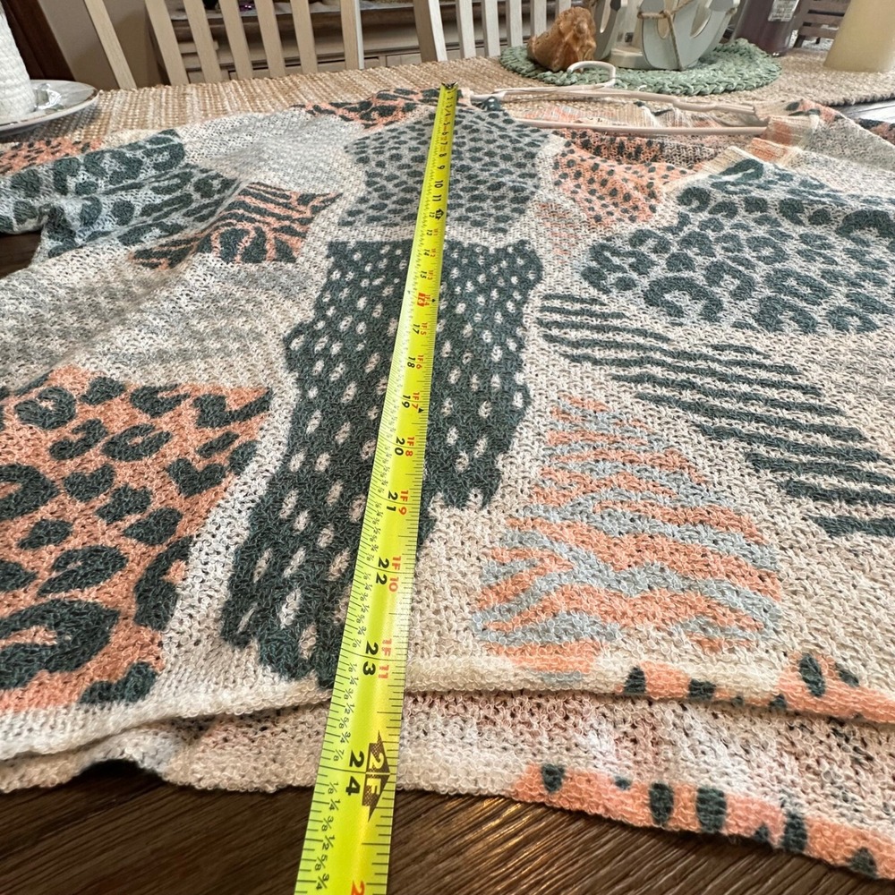 POL Animal Print Poncho Top Lightweight Knit Pullover Bohemian Women's Size L - Picture 7 of 9